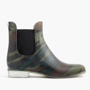 J.Crew Matte Chelsea rain boots in Olive Camo